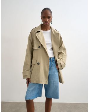 TOPSHOP Short Belted Mac - White