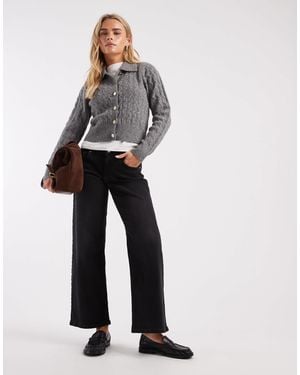 Only Petite Judy Low Rise Wide Leg Jeans - White