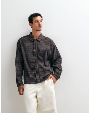 Liquor N Poker Fireman Buckle Flannel Shirt - Gray