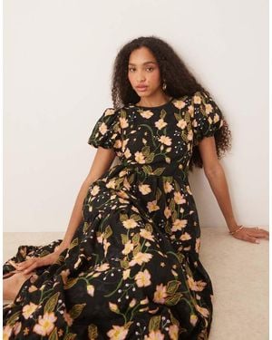 Sister Jane Dream Embroidered Floral Maxi Dress - Brown