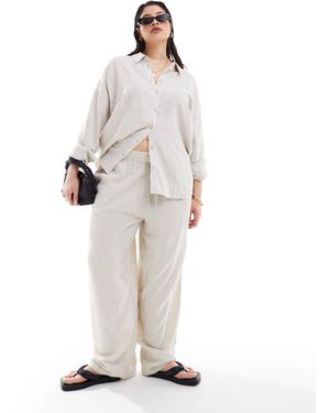 Noisy May Loose Fit Linen Mix Trouser - White