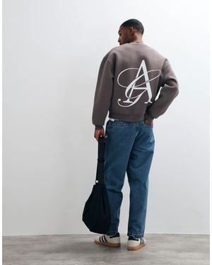 ASOS Sweat oversize coupe carrée style piqué avec imprimé pigmentaire - Bleu