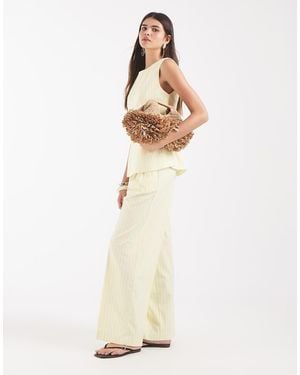 Object Wide Leg Pleat Front Trouser Co-ord - White