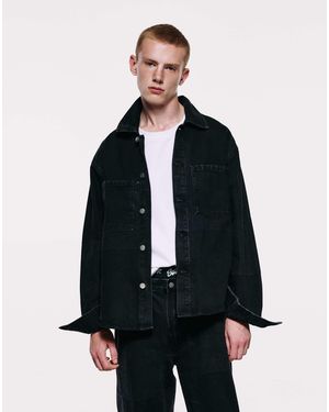 Pull&Bear Jacquard-denim-hemdjacke - Blau