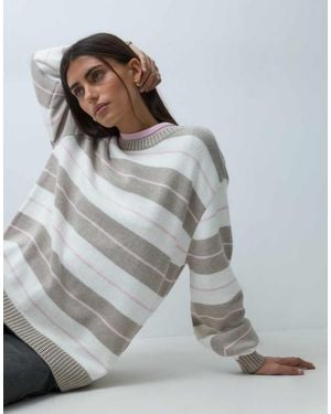 Hollister Oversized Knitted Crew Neck Jumper - Grey