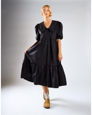 Glamorous Short Sleeve Midi Dress - Black