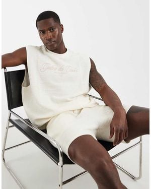 ASOS Heavyweight Boxy Oversized Tank With Text Graphic - Metallic