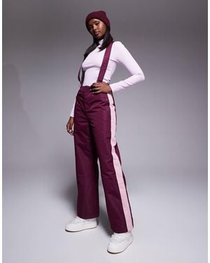 Threadbare Pantalones De Esquí Burdeos Y Rosa En Contraste De Pernera Recta De Ski-Rojo - Morado