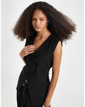 Object Tailored Wrap Waistcoat Co-ord With Hardwear Details - Black