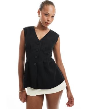 4th & Reckless Tailored Cinch Waist Waistcoat - Black