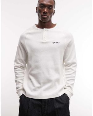 Prohibited Long Sleeve Henley Neck T-shirt - White