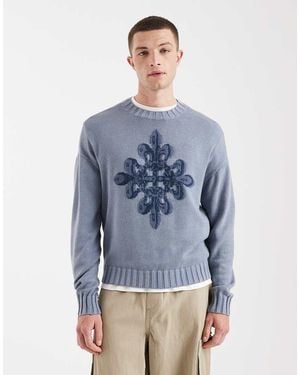 Hollister Holliser Knitted Front Graphic Jumper - Blue