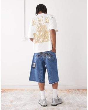 Aape By A Bathing Ape Aape By A Bathing Ape Denim Shorts With Logo Embroidery - Blue