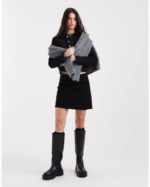 ASOS Denim Low Waist Flare Hem Mini Skirt Co-ord - Black