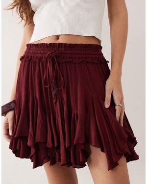 Miss Selfridge Hanky Hem Mini Skirt - Red
