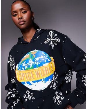 ASOS Relaxed Hoodie With Spice Girls Print - Blue