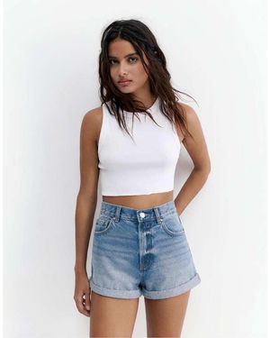 Pull&Bear Mom Shorts - Blu