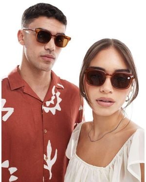 A.J. Morgan Gafas De Sol Color Ámbar Cuadradas Con Lentes Marrones On Alert De - Naranja