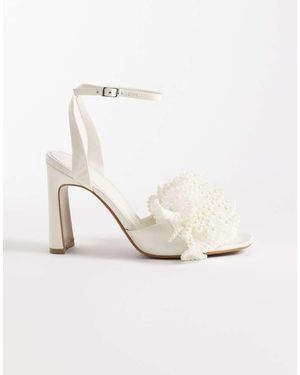 ASOS Nearlywed Ruffle Pearl Trim Detail High Heeled Sandals - White