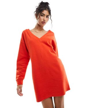 ASOS Vestito Maglia Corto Super Morbido Extra Largo Con Scollo A V - Rosso