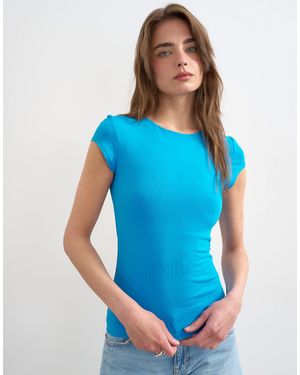 TOPSHOP Faced Short Sleeve Tee - Blue