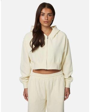 Good For Nothing Vintage Wash Cropped Zip Through Hoodie - Natural