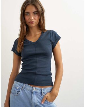 TOPSHOP Scoop V Baby Tee - Blue