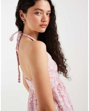 Hollister Top Estilo Babydoll De Tirantes Con Cuello Halter - Neutro
