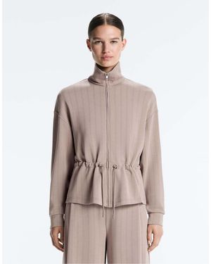 Oysho Soft-Touch Modal Jacket With Adjustable Waist And High Collar - Brown