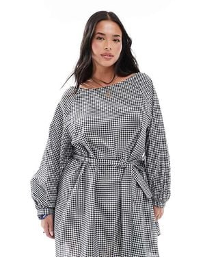 Esmee Curve Exclusive Three Quarter Sleeve Mini Beach Dress - Grey