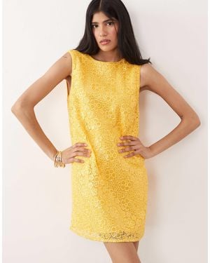 Sister Jane Dream Citrus Sequin Round Neck Sleeveless Mini Dress - Yellow