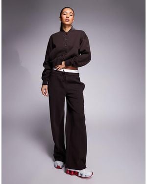 Kaiia Smart Double Waistband Wide Leg joggers Co-ord - Blue