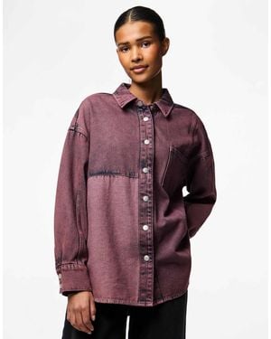 Pieces – jeanshemd - Rot
