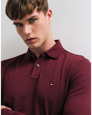 Tommy Hilfiger Flag Logo Long Sleeve Polo Shirt - Red