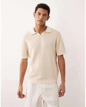 Jack & Jones Premium Split Neck Knitted Top - Natural