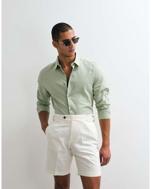 ASOS Regular Fit Smart Linen Blend Shirt - Green