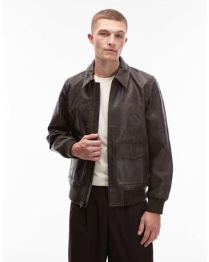 Levi's Clayton Leather Aviator Jacket - Black