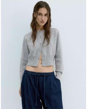 Pull&Bear – kurze strickjacke - Blau