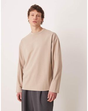 ASOS Breathemaxtm Heavyweight Oversized Long Sleeve T-shirt - Natural