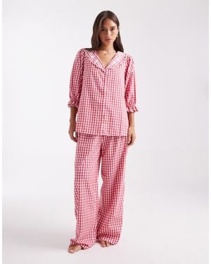 Miss Selfridge Wide Leg Pajama Set - Pink