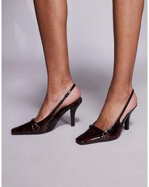 Public Desire Bessie Slingback Chiseled-toe Heels - Brown