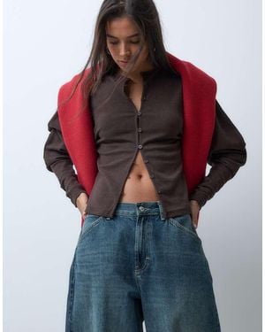 ASOS Superzachte Top Met Drapering, Knoopsluiting En Volumemouwen - Rood