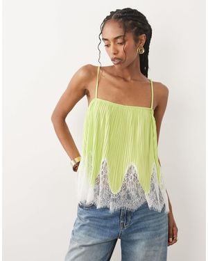 ASOS Mix & Match Plisse Square Neck Cami - Green
