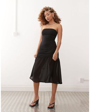 Motel Sachiko Chiffon Overlay Bandeau Maxi Dress - Natural