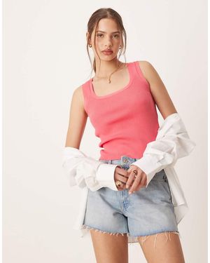 Aware Ribbed Knitted Tank Top - Pink