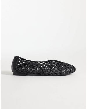 Public Desire Rhodes Woven Ballet Flats - Black