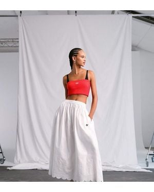 adidas Originals x ASOS Maxi Skirt With Broderie - White