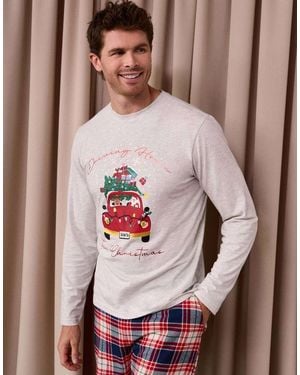 Threadbare Santa Car Pyjama Set - Brown