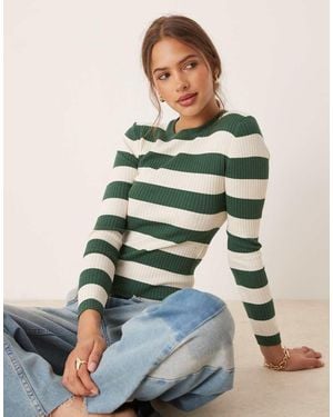 Jdy Round Neck Stripe Jumper - Green