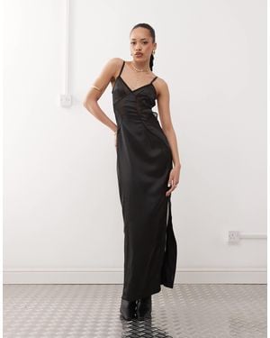 Labelrail X Jennifer Mcking Satin Mesh Cut-out Maxi Dress - Black